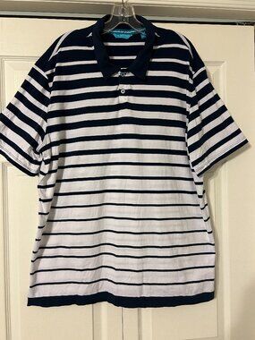 Mens TORI RICHARD Sz XXL Striped Shark Polo 100% Cotton Shirt